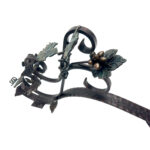 Hand Forged Iron Wall Art Scroll (54cm) Antique Copper & Green Patina Grapevine Motif - Image 8