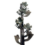 Hand Forged Iron Wall Art Scroll (54cm) Antique Copper & Green Patina Grapevine Motif - Image 10