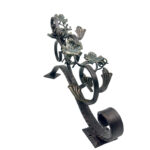 Hand Forged Iron Wall Art Scroll (54cm) Antique Copper & Green Patina Grapevine Motif - Image 11