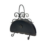 Hand Forged Iron Newspaper & Magazine Rack (54cm) Antique Gold Scroll Design with Arched Handle