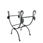 Hand Forged Iron Log Holder (51cm) Antique Copper Leaf Design Firewood Rack - Image 5