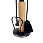 Modern Fireplace Tool Set (66cm) Matte Black & Natural Wood Handles - 4 Piece Kit - Image 9