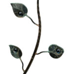 Hand Forged Iron Wall Towel Rack (82cm) Antique Copper Branch Design with Glass Bead Leaves - Image 9