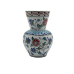 Handmade Ceramic Bud Vase (15cm) Classic Blue & White Iznik Floral Pattern with Yellow Accents - Artisan Table Decor