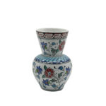 Handmade Ceramic Bud Vase (15cm) Classic Blue & White Iznik Floral Pattern with Yellow Accents - Artisan Table Decor - Image 4
