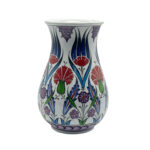 Handmade Ceramic Vase (20cm) Traditional Turkish Tulip & Carnation Pattern - Pear Shaped (Armudi) Art Decor