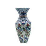 Handmade Ceramic Vase (25cm) Traditional Turkish Floral Art - Faceted Hexagonal Body with Cobalt Blue Rumi Motifs - Image 4