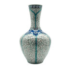 Handmade Ceramic Lidded Vase (30cm) Traditional Ottoman "Golden Horn" (Haliç) Style with Turquoise Bands - Decorative Art Object - Image 6