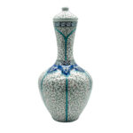 Handmade Ceramic Lidded Vase (30cm) Traditional Ottoman "Golden Horn" (Haliç) Style with Turquoise Bands - Decorative Art Object