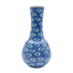Handmade Ceramic Bud Vase (25cm) Deep Cobalt Blue with Floating Cloud Motifs - Elegant Bottle Neck Art Decor
