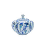 Handmade Ceramic Lidded Trinket Jar (14cm) Traditional Blue & White Tulip Pattern - Decorative Jewelry & Storage Box - Image 10