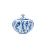 Handmade Ceramic Lidded Trinket Jar (14cm) Traditional Blue & White Tulip Pattern - Decorative Jewelry & Storage Box - Image 8