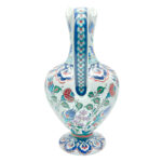 Handmade Ceramic Pitcher Vase (30cm) Traditional "Ewer" Form with Handle - Colorful Floral Pattern & Geometric Neck Border - Image 7