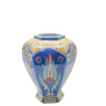Handmade Ceramic Hexagonal Lidded Jar (30cm) Royal Blue & Yellow Palace Design - 6-Sided "Temple Jar" Vase - Image 4