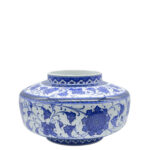 Handmade Ceramic Oversized Squat Lidded Vase - Wide "Potiche" Form with Blue & White Baba Nakkas Floral Design - Image 5