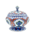 Musée du Louvre Heritage Collection: 16th Century Iznik Quartz Lidded Bowl Replica - Masterpiece Series (Limited Edition)