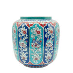 Handmade Ceramic Jar (25cm) "Aegean Columns" Design - Rhythmic Cobalt & Turquoise Architecture - Image 8