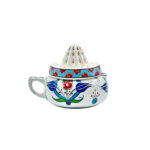Handmade Ceramic Decorative Lemon Juicer Sculpture - Hand-Painted Iznik Tulips - Kitchen Shelf Decor