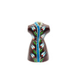 Handmade Ceramic Ottoman Kaftan Sculpture (12-15cm) - Brown "Sultan's Robe" with White Tulips - Cultural Shelf Decor