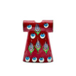 Handmade Ceramic Ottoman Kaftan Sculpture (13cm) - Red "Nazar" Evil Eye & Tulip Pattern - Cultural Shelf Decor - Image 5