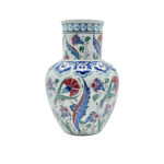 Handmade Ceramic Vase (30cm) - Red Carnation & Blue Saz Leaf Pattern - Classic Iznik Floral Vase