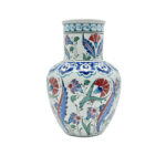 Handmade Ceramic Vase (30cm) - Red Carnation & Blue Saz Leaf Pattern - Classic Iznik Floral Vase - Image 4