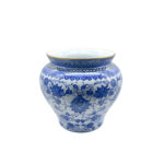 Handmade Ceramic Large Planter Pot - Gold Rim & Blue White Floral Pattern - Luxury Home Decor - Image 5