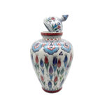 Handmade Ceramic "Vezir" Vase (30cm) - Lidded Design with Colorful Ottoman Tulips - Traditional Home Decor - Image 5