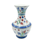 Handmade Ceramic Flared Vase (30cm) - Colorful Ottoman Tulips - Rustic Farmhouse Home Decor - Image 4