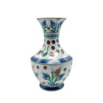 Handmade Ceramic Flared Vase (30cm) - Colorful Ottoman Tulips - Rustic Farmhouse Home Decor