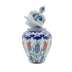 Handmade Ceramic Small Lidded Vase (20cm) - "Küpecik" Form with Colorful Tulips - Elegant Tabletop Accent - Image 4