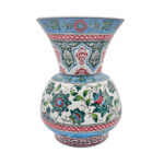 Handmade Ceramic "Kandil" Vase (30cm) - Classic Ottoman Form - Polychrome Red & Green Floral Art - Image 6