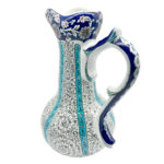 Handmade Ceramic Tall Pitcher (40cm) - Turquoise Stripes & Golden Horn Pattern - Mediterranean Decor - Image 5