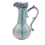 Handmade Ceramic Tall Pitcher (40cm) - Turquoise Stripes & Golden Horn Pattern - Mediterranean Decor - Image 7