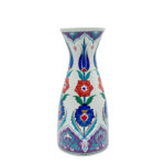 Handmade Ceramic Conical Vase (25cm) - Embossed Dotted Texture & Purple Accents - Elegant Bud Vase