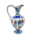 Handmade Ceramic Footed Pitcher Vase (30cm) - Classic Red Tulip Pattern - Timeless Ottoman Art Decor - Image 6