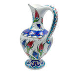 Handmade Ceramic Footed Pitcher Vase (30cm) - Classic Red Tulip Pattern - Timeless Ottoman Art Decor - Image 5