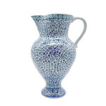 Handmade Ceramic "Masrapa" Pitcher (25cm) - Classic Blue Golden Horn (Halic) Pattern - Traditional Ottoman Art