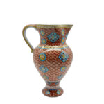Handmade Ceramic "Masrapa" Pitcher (25cm) - Classic Iznik Fish Scale Pattern - Warm Terracotta Decor