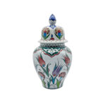 Handmade Ceramic "Kupecik" Ginger Jar (20cm) - Vibrant Spring Garden Pattern - Lidded Home Decor