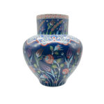 Handmade Monumental Iznik Floor Vase (50cm) - Deep Cobalt Blue & Floating Flora - Ottoman Art Decor