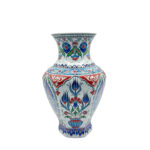 Handmade Ceramic Faceted Vase (30cm) - Classic Iznik Cypress & Tulip Pattern - Geometric Art Decor - Image 6