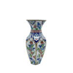 Handmade Ceramic Faceted Vase (25cm) - Iznik Floral Arches & Panels - Geometric Art Decor