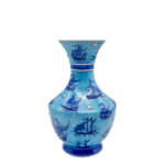 Handmade Ceramic Vase (30cm) - Ottoman Galleon Ships & Evil Eye Pattern - Nautical Iznik Art