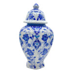 Handmade Ceramic Faceted Ginger Jar (30cm) - Classic Blue & White Lotus Pattern - Large Lidded Decor - Image 7