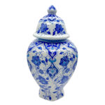 Handmade Ceramic Faceted Ginger Jar (30cm) - Classic Blue & White Lotus Pattern - Large Lidded Decor - Image 6