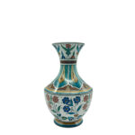 Handmade Ceramic Vase (30cm) - Turquoise & Terracotta Floral Design - Textured Iznik Decor
