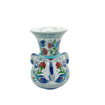 Handmade Ceramic "Kandil" Vase (20cm) - Traditional Mosque Lamp Shape with Red Tulips - Handled Iznik Decor - Image 5