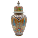 Handmade Ceramic "Shah" Ginger Jar (30cm) - Rare Amber/Orange Ground & Cypress - Traditional Lidded Decor - Image 5