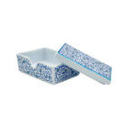 Handmade Ceramic Business Card Box with Lid - Blue "Golden Horn" (Haliç) Pattern - Iznik Desk Organizer